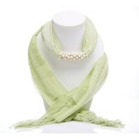 Olive-Green Two Tone Scarf Decorated With Howlite